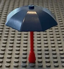 LEGO Dark Blue Ocean Beach Pool Patio Umbrella On A Red Pole