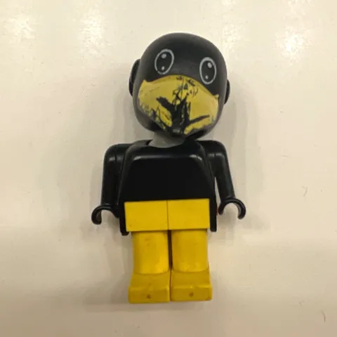 LEGO Minifigure Black Body Yellow Legs Bird Beak Head/Helmet Plastic