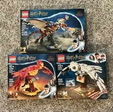 Lego Harry Potter 3 set lot 75979 Hedwig, 76394 Fawkes, 76406 Hungarian Horntail