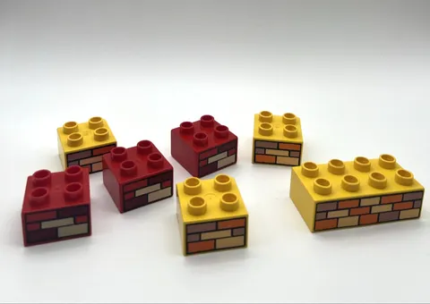 LEGO DUPLO Yellow & Red bricks w Wall pattern | 2x2, 2x4 replacement part