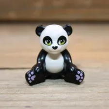 LEGO Panda Black & White Sitting Lime Eyes Pink Paws 16674pb02