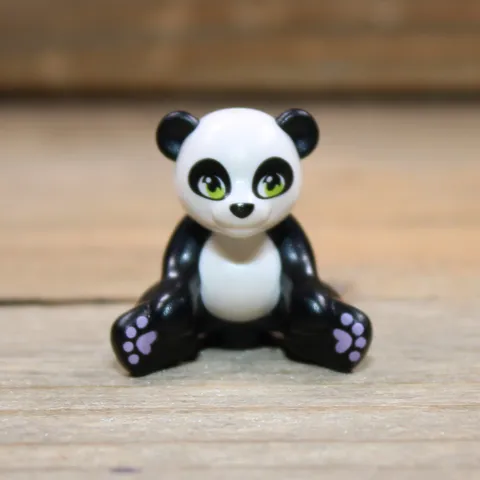 LEGO Panda Black & White Sitting Lime Eyes Pink Paws 16674pb02