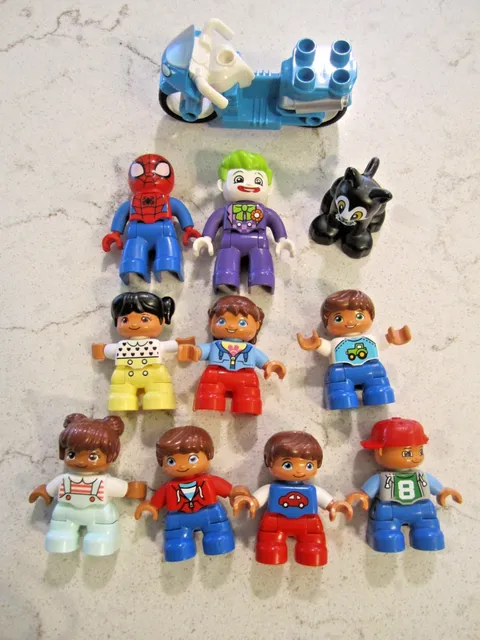 lot 10 LEGO Duplo figures space woman 7 world city kids Joker Spiderman Cat