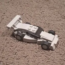 LEGO White/Black/Gray Race Car Vehicle Build w/ Wheels, Stackable