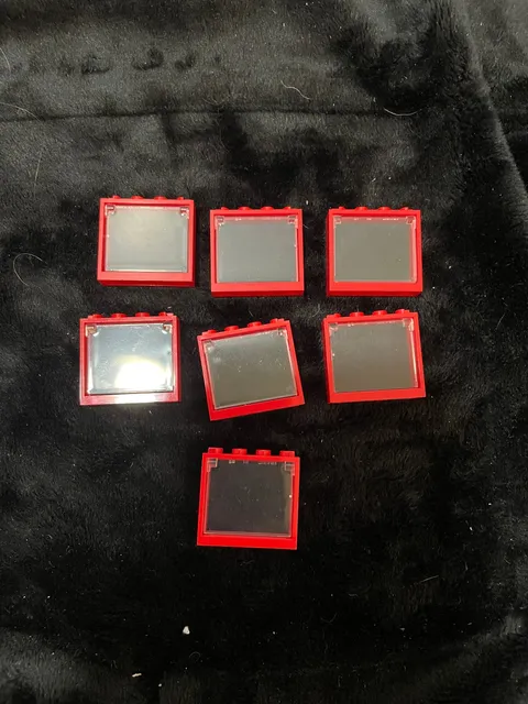 LEGO Red Window 1x4x3 with Opening Glass Pane Set of 7