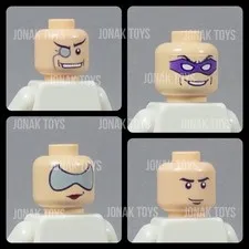 LEGO Batman 1 2006 Custom Minifigure Head Pack of 4 (Riddler, Penguin, Catwoman)