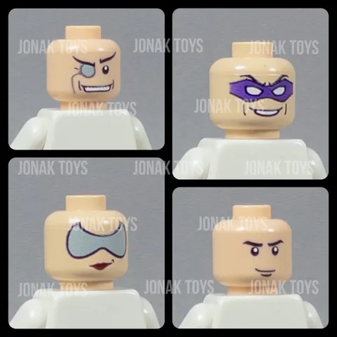 LEGO Batman 1 2006 Custom Minifigure Head Pack of 4 (Riddler, Penguin, Catwoman)
