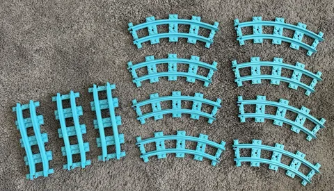 Lot of 11 LEGO Friends Medium Azure Train Tracks 85976 25086 Blue Amusement Park