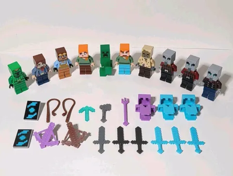 (31) LEGO MINECRAFT LOT - Minifigures Weapons Armor Tools & More!