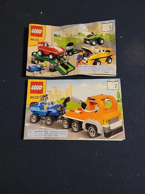 Lego Maintenance  & Tow Truck Intrustion Manuals, Book 1 & 2, 4635