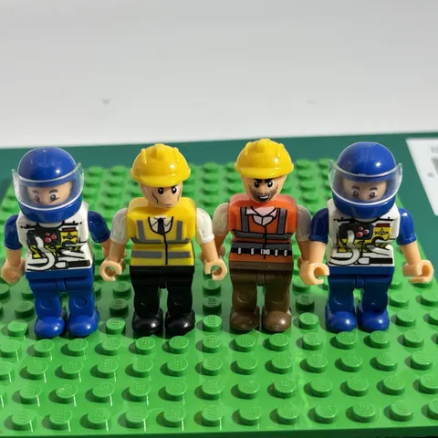 LEGO Construction Worker Race Car Driver Minifigure Lot of 4