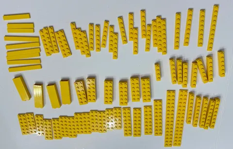 LEGO Yellow Plates & Tiles Mixed Lot - 58 Pieces - Long Flat Studded Strip Parts