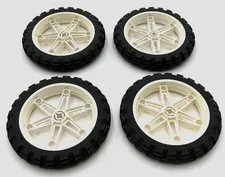 Lego 4 New White Wheels 61.6mm D. x 13.6mm Motorcycle w/ Black Tire 81.6 x 15