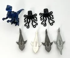 Lot 7 LEGO Pieces Sharks Raptor Octopus