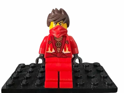 LEGO Rebooted Kai Ninja Minifigure with Red Face Mask and Brown Hair