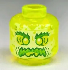 NEW LEGO® Minifigure Alien Ghost Head Yellowish Green Eyebrows Angry Flames Part