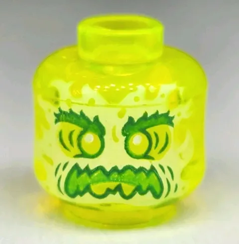 NEW LEGO® Minifigure Alien Ghost Head Yellowish Green Eyebrows Angry Flames Part