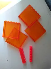 4 Orange Lego Pieces Transparent Trans Clear Panels 1x6x5 Walls Window w/ Extras