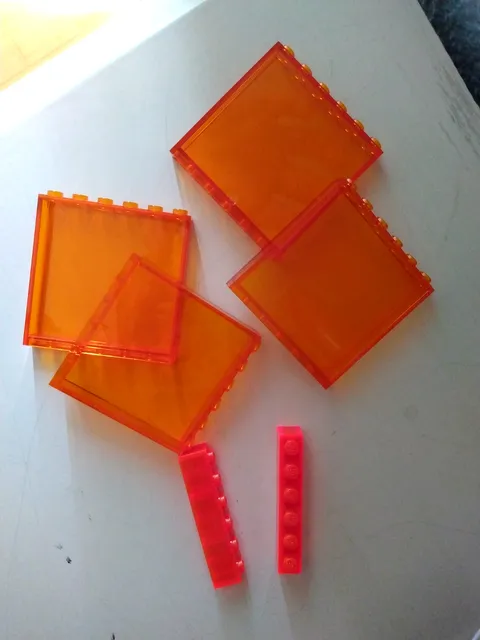 4 Orange Lego Pieces Transparent Trans Clear Panels 1x6x5 Walls Window w/ Extras