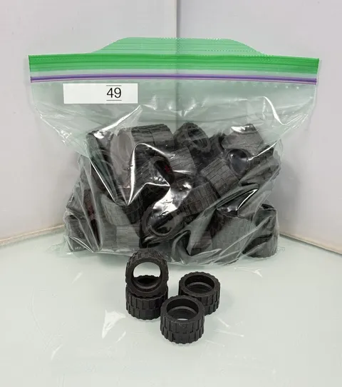 49pc Lot Genuine LEGO Tires 89201 Black - 24mm x14mm Rubber Tires Shallow Tread