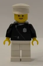 LEGO Classic Town Police Officer Minifigure cop013 Black Zipper White Hat
