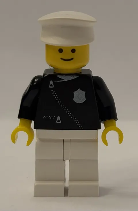 LEGO Classic Town Police Officer Minifigure cop013 Black Zipper White Hat