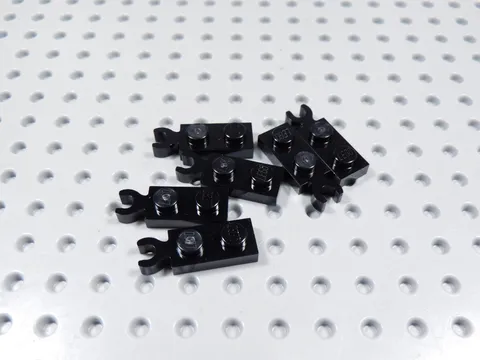LEGO Lot of 6 Black 1x2 Plates w/ Horizontal Clip on End BF