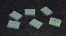 (6) 1x2 Sand Green Plate w/ Rail or Slide Bricks ~ New Lego Parts ~