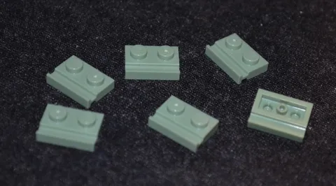 (6) 1x2 Sand Green Plate w/ Rail or Slide Bricks ~ New Lego Parts ~