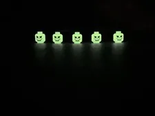 Lego Glow-in-the-Dark Skeleton / Skull Minifigure Heads - Lot of 5 - New