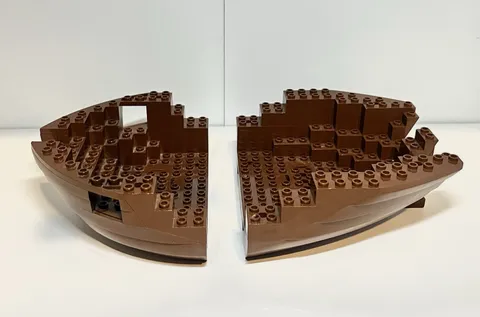 Lego Brown Boat Hull 2 Pieces Pirates Barracuda 6285 10040 6274  Parts