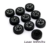 10 LEGO Tire / Tyre 17.6 x 6.24 Wheel Silver Spokes Rims  50944 92409 51719