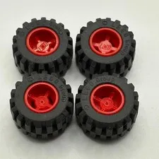 Lego Parts 6014bc05 (4pcs) Red - 21mm D. x 12mm Offset Tread.