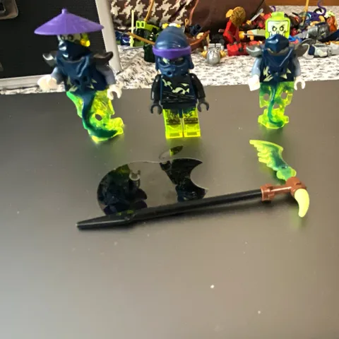 Lego Ghost Minifigures Lot of 3 w/ Scythe Trans Green Legs GITD (comes as is!)