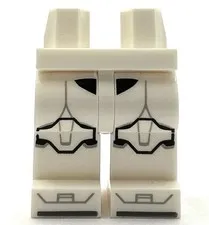 Lego New White Minifig Pants Legs SW Clone Trooper Armor Black Knee Pads Part