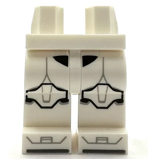 Lego New White Minifig Pants Legs SW Clone Trooper Armor Black Knee Pads Part