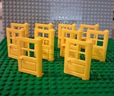 LEGO Yellow Door 1 x 4 x 5 with 4 Panes with 2 Points on Pivot (3861) Lot Of 10