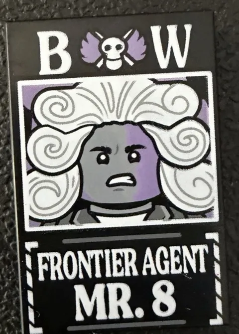 Lego One Piece Frontier Agent Mr 8 Dossier Tile. Baroque Works Wanted Poster