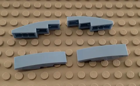 New LEGO Lot of 4 Medium Blue 4x1 Curved Slope Parts and Pieces