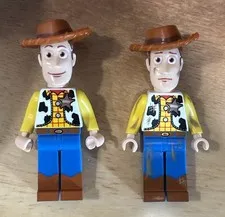 (2) LEGO Woody Minifigure from Disney Pixar Toy Story - Regular & Dirt Stains