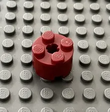 LEGO One Dark Red 2x2 Round Brick With Axle Hole