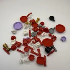 LEGO 50 Piece Kitchen Accessories Lot - Plates, Cups, Pans, Silverwear 003