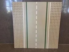 LEGO 32x32 Road Plate STRAIGHT Green Gray Baseplate