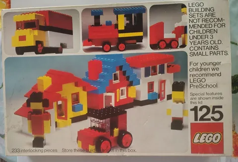 Vintage 1974 Lego Original City Set Building Block Kit #125 Missing Base Plate..