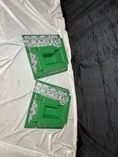 2 Vintage LEGO 2552 Raised Baseplate Green Stone Path Ramp Bases Small Cracks
