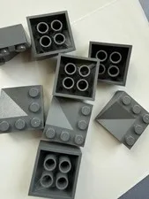 LEGO- NEW-#99301-DARK BLUISH GREY-SLOPE 33^ 3 x 3 DOUBLE CONCAVE-2 PIECES-RARE