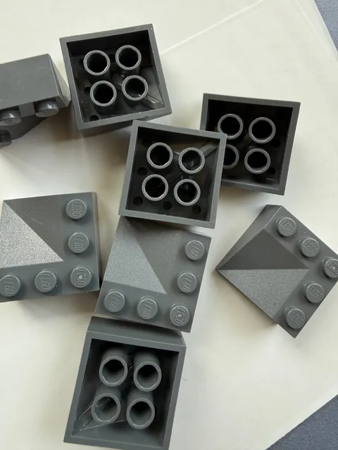 LEGO- NEW-#99301-DARK BLUISH GREY-SLOPE 33^ 3 x 3 DOUBLE CONCAVE-2 PIECES-RARE