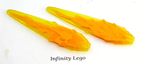 2 LEGO Large Trans-Yellow Flame with Bright Light Orange (1995 71453 71456)