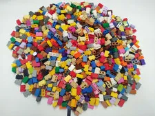 Lot of 1 Pound 9 Ounces Mixed Lego 1x2 Brick Block All Colors Rainbow Blue  Grey