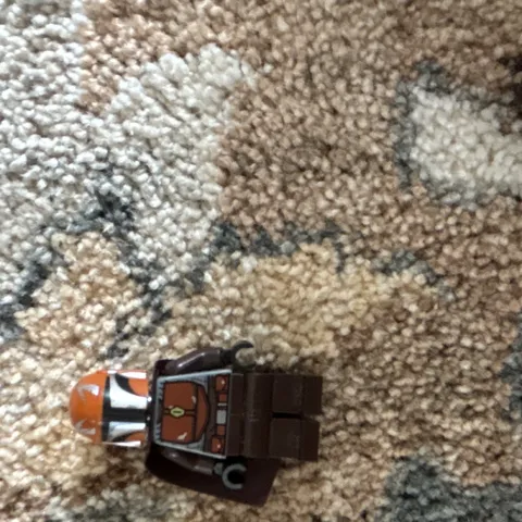 LEGO Minifigure Brown Outfit w/ Brown Cape & Orange/White Helmet